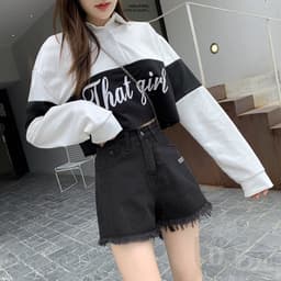 Thumbnail Ví DaDu Nữ Kiểu Dáng Thời Trang Sang Trọng  Quần Short Jean Lưng Cao Dáng Rộng Kiểu Rách Plus Size 3