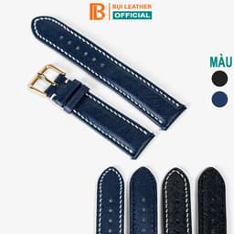 Thumbnail Dây da đồng hồ nam da saffiano cao cấp Bụi Leather - D112, khâu tay thủ công size 18mm, 20mm, 22mm, 24mm 2