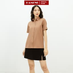 Thumbnail Áo sơ mi nữ tay ngắn công sở KAMONG kiểu dáng cơ bản vải lụa sang trọng A146 3