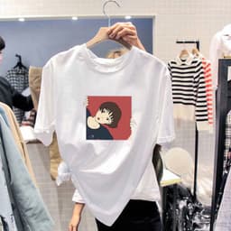 Thumbnail Áo Thun Cotton Cổ Thuyền In Họa Tiết Hoạt Hình Thời Trang 2021 Cho Nữ 4