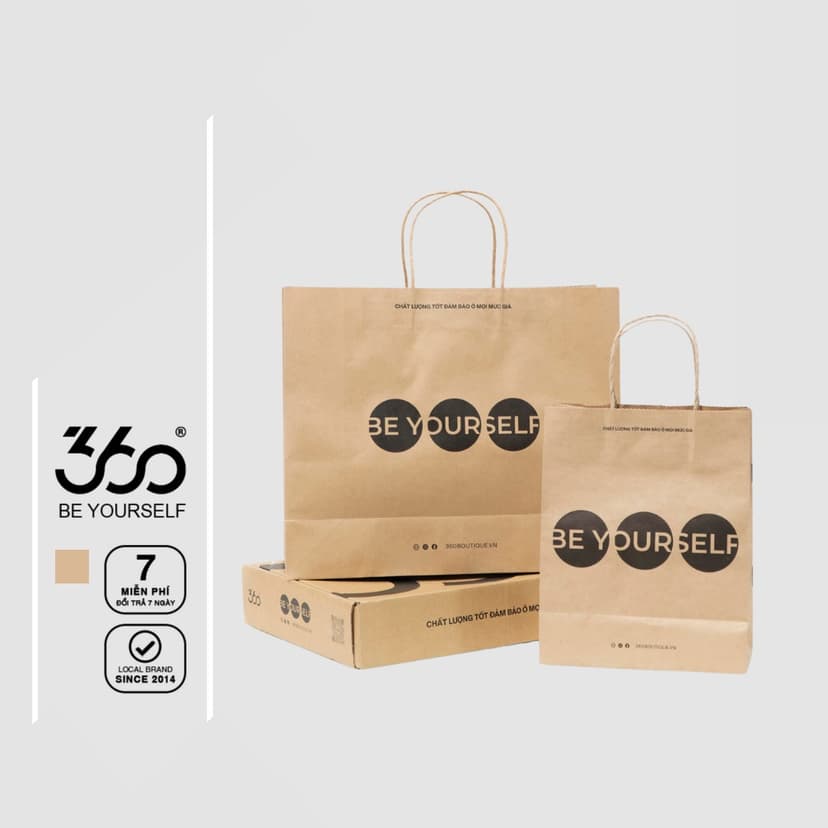 Ảnh Túi giấy kraft đựng quà thương hiệu thời trang nam 360 Boutique - TÚI GIẤY NHỠ 30x35x10 1