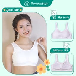 Thumbnail Áo lót học sinh Sporty Chic Purecotton lưng lưới thoáng khí kiểu dáng chui đầu - đệm mỏng PC064 2