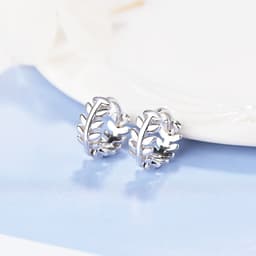 Thumbnail Khuyên tai bạc 925 lá oliu trơn xinh xắn trẻ trung Dế Bạc – K5587-3 2