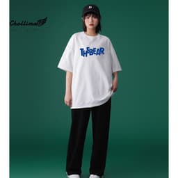Thumbnail Áo thun unisex tay lỡ Chollima form rộng in chữ THE BEAR  AT008 chất vãi cotton co giãn 2 chiều mát 2