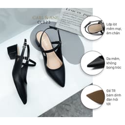 Thumbnail Carl & Ane - Giày gót vuông mũi nhọn kiểu dáng thanh lịch cao 3,5cm màu đen - CL023 1