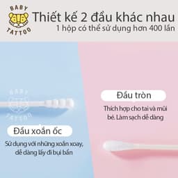 Thumbnail Bông Tăm Cao Cấp, Đầu Bông Mini Thương Hiệu BABY TATTOO, Bông Ngoáy Tay Tiện Lợi, An Toàn Cho Bé, 1 Hộp 200 Cái 4