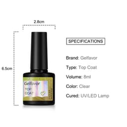 Thumbnail Gelfavor 8ml Đế Coat top Coat ngâm off top Gel Ba Lan Sáng Cho Móng Tay Nghệ Thuật Thiết Kế Đèn LED / UV 3