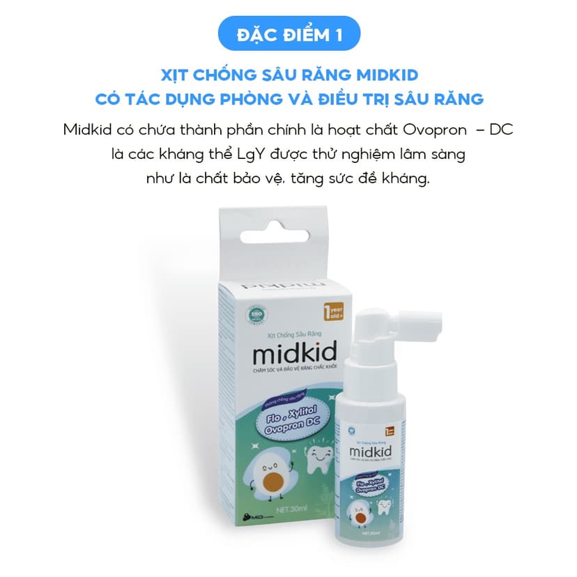 Ảnh Combo 10 Hộp - Xịt chống sâu răng cho bé Midkid vị nho 30ml cho bé từ 1 tuổi 4