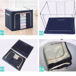Thumbnail Hộp Vải Đựng Quần Áo 50*40*33cm, Túi Đựng Chăn Màn Đa Năng Có Khung Thép Cứng Bên Trong Gấp Gọn Chính Hãng Amalife 3