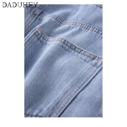 Thumbnail Quần jeans nữ ống rộng lưng cao màu sắc tươi sáng 3