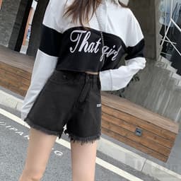 Thumbnail Ví DaDu Nữ Kiểu Dáng Thời Trang Sang Trọng  Quần Short Jean Lưng Cao Dáng Rộng Kiểu Rách Plus Size 2