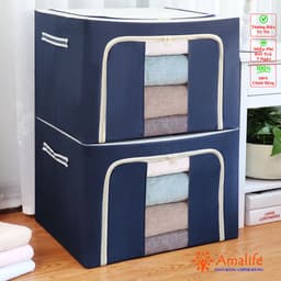 Thumbnail Hộp Vải Đựng Quần Áo Chăn Màn Khung Thép Loại To 66 Lít Gấp Gọn 50*40*33cm, Túi Đựng Đồ Khung Thép Chính Hãng Amalife 2