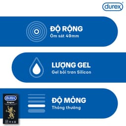 Thumbnail Bao cao su Durex Kingtex ôm sát, bôi trơn, size 49mm, hộp 12 bao 3