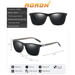Thumbnail Kính Mát Nam Nữ, Mắt Kính Phân Cực Thời Trang Chống Tia UV400, Gọng Kính Vuông Magie AK010 - AORON 2