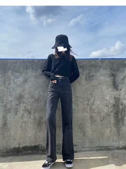 Thumbnail Quần jeans lưng cao ống rộng thời trang xinh xắn cho nữ 2020 4