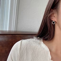 Thumbnail Khuyên tai bạc 925 nụ minidot 1 mắt xích treo tròn đính pha lê xinh xắn dễ thương Dế Bạc 3
