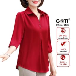 Thumbnail GOTI - Áo Sơ Mi Trung Niên Nữ Cao Cấp Cổ Bẻ Tay Lỡ Nhiều Màu Trơn Có Size Tới 80 Kg 3A01 2