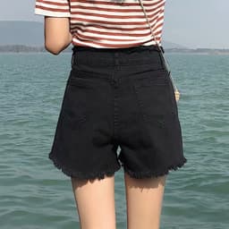 Thumbnail Quần Short Denim Lưng Cao Dáng Rộng Phong Cách Hàn Quốc Thời Trang Mùa Hè 4 Màu Sắc Chọn Lựa Dành 1