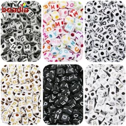 Thumbnail Hạt xỏ Beadia từ nhựa acrylic hình vuông in chữ cái tiếng Anh dùng làm trang sức DIY 1