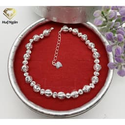 Thumbnail Lắc tay bạc 925 Huệ Ngân -Bi phay màu trắng RYB140099-T 1