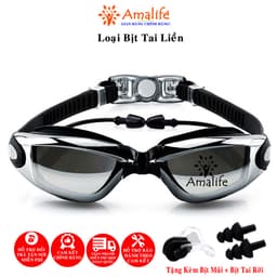 Thumbnail Kính Bơi Tráng Bạc Chống Tia UV Kèm Bịt Tai Bịt Mũi Chống Nước Gắn Liền Thân Chính Hãng Amalife 2
