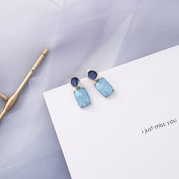 Thumbnail OIMG  Bông tai màu xanh xám hợp kim của phụ nữ 4
