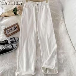 Thumbnail Daduhey Quần jean dài cạp cao ống rộng 6 màu cỡ S-5XL mới cho nữ 4