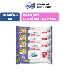 Thumbnail Combo 4 Khăn Ướt Lau Bề Mặt Đa Năng MaxKleen 30x20cm (30 miếng/bịch) 1