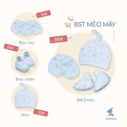 Thumbnail Bao Tay Sơ Sinh Bo, Bao Chân Bo, Nón Sơ Sinh MIOMIO Cho Bé Trai, Bé Gái, Vải Cotton 3