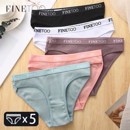Thumbnail Set 5 quần lót nữ FINETOO size M-2XL vải cotton in chữ nhiều màu sắc 2