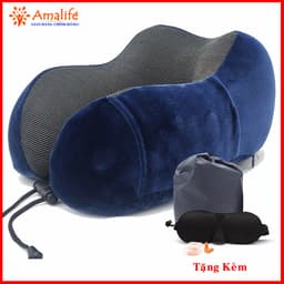 Thumbnail Gối Ngủ Văn Phòng Du Lịch Chữ U Tặng Kèm Bịt Mắt, Bịt Tai Bộ Chống Mỏi Chất Liệu Memory Foam Chính Hãng Amalife Ama02 1
