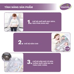 Thumbnail Nôi điện cho bé điều khiển từ xa 5 chế độ đung đưa tự động Bluetooth nhạc trắng ru ngủ Mastela 4