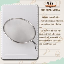 Thumbnail Ray lọc cháo và thức ăn inox Bam House đường kính 15cm cao cấp RIN04 2