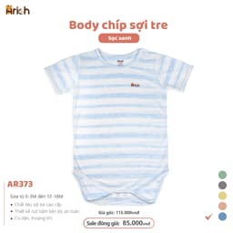 Thumbnail Body chip cộc tay phối sọc Arich,vải sợi tre thông hơi, mát, mịn cho bé trai, gái sơ sinh -18 tháng 4