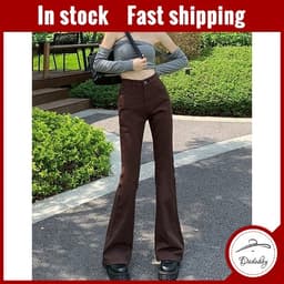 Thumbnail Quần jeans dài eo cao 7 màu tùy chọn thời trang kiểu Mỹ retro mới 2022 cho nữ 1