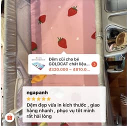 Thumbnail Đệm Cũi Vải Cho Bé GOLDCAT Size 60x120CM, Chất Liệu Bông Ép Tiêu Chuẩn 5cm Đàn Hồi Tốt Thấm Hút Mồ Hôi 3