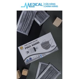 Thumbnail Khẩu trang y tế 4 lớp cao cấp PHÚC KHÁNG có giấy lọc kháng khuẩn màu xanh, xám hộp 50 chiếc - MEDICAL 4