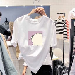 Thumbnail Áo Thun Mùa Hè In Họa Tiết DaDu Đơn Giản Trẻ Trung  Áo Thun Tay Ngắn Dáng Rộng In Họa Tiết Hoạt Hình Thời Trang Xinh Xắn 2