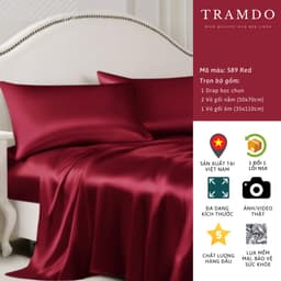 Thumbnail Bộ Chăn Ga Gối Lụa Cao Cấp NITE9SILK TRAMDO BEDDING Màu Đỏ 2