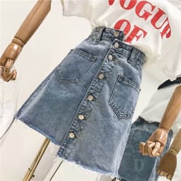 Thumbnail Chân Váy Ngắn Dáng Chữ A Lưng Cao Chất Liệu Cotton Phong Cách Hàn Quốc Thời Trang Cho Nữ 3
