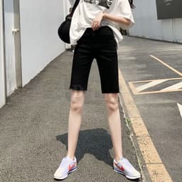 Thumbnail Quần Short Denim Lưng Cao Dáng Ôm Mỏng Thời Trang Hàn Quốc Cá Tính Cho Nữ 2