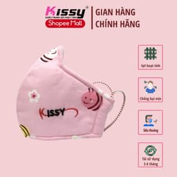 Thumbnail Khẩu Trang Vải Kissy Trẻ Em 4-10 Tuổi Ong Hồng Vải Cotton Kháng Khuẩn Ngăn UV Chống Bụi Mịn- S0-0024 2