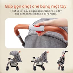 Thumbnail Xe đẩy gấp gọn cho bé Yoboo YB-0067 bánh xe có phanh, tựa lưng chống gù điều chỉnh nhiều góc độ - Hàng chính hãng 2