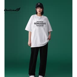 Thumbnail Áo thun unisex tay lỡ Chollima form rộng in chữ RAINBOW AT004 chất vãi cotton co giãn 2 chiều thoáng mát 1