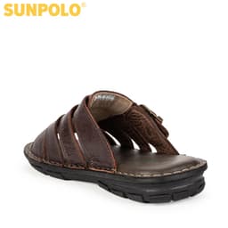 Thumbnail Dép Quai Ngang Nam Da Bò SUNPOLO Nâu AQN006 Có Big size 44 45 2