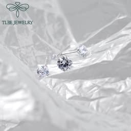Thumbnail Khuyên tai bạc nữ TLEE nụ đá nhiều size lấp lánh nhỏ xinh TLEE JEWELRY B0206 (1 chiếc) 4