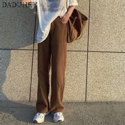 Thumbnail Daduhey Quần jean ống rộng lưng cao phong cách Hàn Quốc độc đáo cho nữ 4