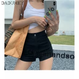 Thumbnail Quần Short Jean Lưng Cao Ôm Dáng Co Giãn Tốt Cỡ Lớn Phong Cách Âu Mỹ Thời Trang Cho Nữ 1