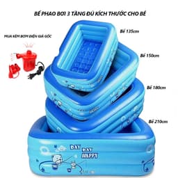 Thumbnail Bể bơi cho bé cao cấp hình chữ nhật đủ kích cỡ 2-3 tầng đáy 2 lớp chống trượt bền đẹp Amalife 3