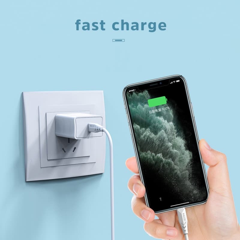 Ảnh Bộ sạc Nhanh KIVEE AC dòng 20W gồm 1 cổng ra dây cáp dài 1m cho điện thoại di động 4